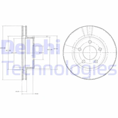 Kuva DELPHI BG3546 Jarrulevyt 286 26 5 Tuuletettu rasvattu käsittelemätön ilman pyöränlaakeria, ABS sensorirengasta FORD USA: Explorer Mk1