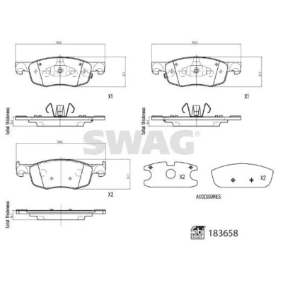 Kuva SWAG 33 10 9110 Jarrupalat Etuakseli akustisella kulumavaroittimella TOYOTA: Yaris IV