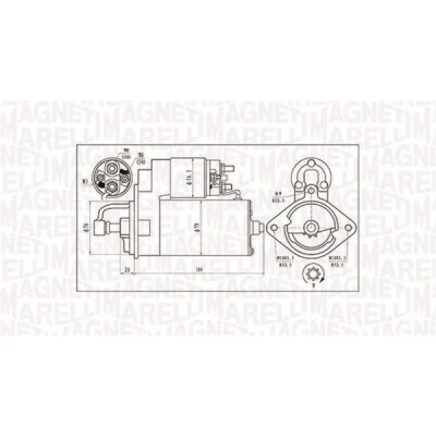 Kuva MAGNETI MARELLI 063720984010 Starttimoottori 12 2 9 BMW: 5 Sedan, Touring, 3 OPEL: Omega B Caravan