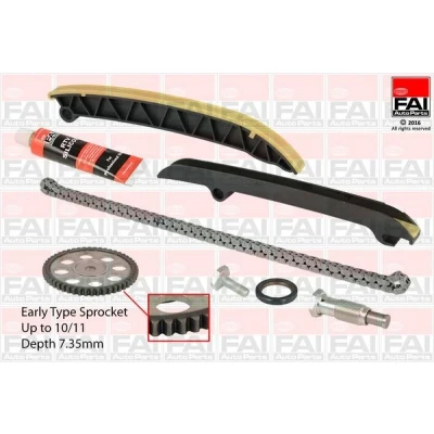 Kuva FAI AutoParts TCK208 Jakoketjusarja Tiivisteillä, Hammaspyörillä Yksinkertainen, Ketju hiljainen SKODA: Octavia II Hatchback, 2 Combi