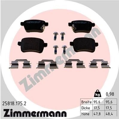 Kuva ZIMMERMANN 25818.175.2 Jarrupalat akustisella kulumavaroittimella Ruuveilla Valokuva vastaa toimituslaajuutta, liukulevyllä FIAT: Tipo Farmari