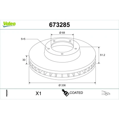 Kuva Jarrulevy Tuuletettu, Etuakseli Valeo 673285 volvo xc90 i, van i OE 30657301, 306573013, 31262489