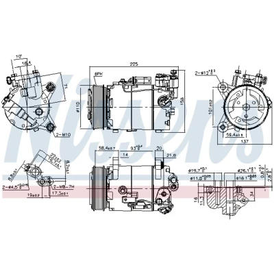 Kuva NISSENS 890099 Ilmastoinnin Kompressori VS14X 12 PAG 46 R 134a BMW: 5 Touring, Sedan, X1