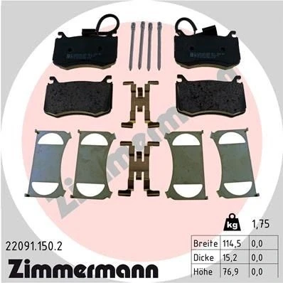 Kuva ZIMMERMANN 22091.150.2 Jarrupalat Sis. kulumisenilmaisimen Valokuva vastaa toimituslaajuutta ALFA ROMEO: Stelvio, Giulia Sedan
