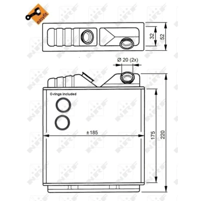 Kuva NRF EASY FIT 58146 Lämmityslaitteen Kenno Tiivisterenkaalla OPEL: Astra F CC