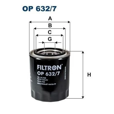 Kuva FILTRON OP 632/7 Öljynsuodatin M 26 X 1.5 Ruuvattava suodatin KIA: SORENTO 1, HYUNDAI: H 1 Van, Cargo, Travel