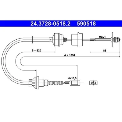 Kuva ATE 24.3728 0518.2 Kytkinvaijeri FIAT: Ducato II Flatbed Kuorma auto/Alusta, Van, I auto/Alusta