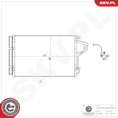 Kuva ESEN SKV 86SKV138 Ilmastoinnin Lauhdutin Vedenerottimella Alumiini 610mm