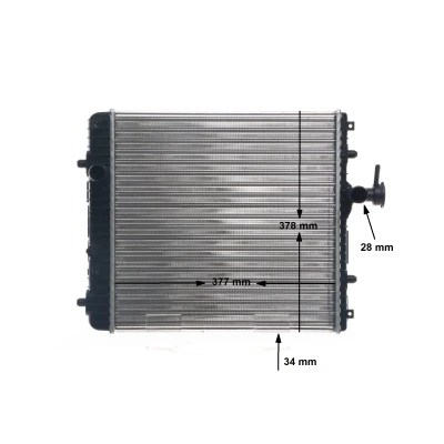 Kuva MAHLE ORIGINAL CR 1495 001S Jäähdytin 377 378 34 Jäähdytysrivat mekaan. kiinnitetyt OPEL: Agila A