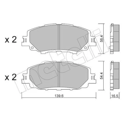 Kuva METELLI 22 1235 0 Jarrupalat Ilman kulumisenilmaisinta TOYOTA: Corolla XII Farmari, Prius IV Liftback, Sedan