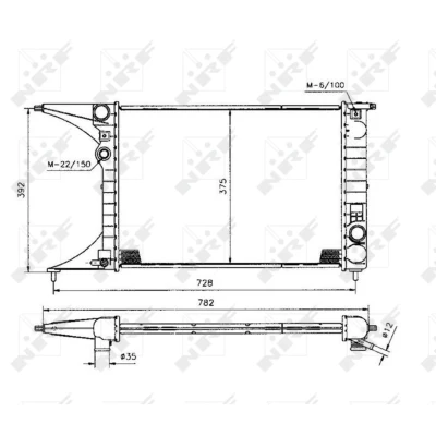 Kuva NRF 50222 Jäähdytin Alumiini 538 368 26 Jäähdytysrivat juotetut OPEL: Omega B Sedan, Caravan