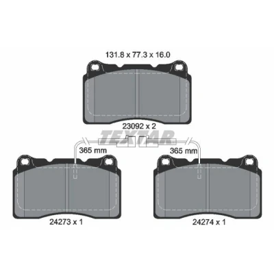 Kuva TEXTAR 2427301 Jarrupalat kulumisvaroitinkoskettimella ALFA ROMEO: 147, 156 Sedan, GT
