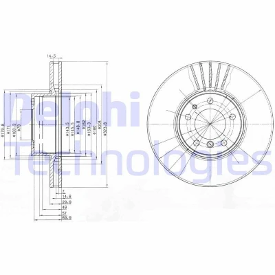 Kuva DELPHI BG670 Jarrulevyt 324 30 5 Tuuletettu rasvattu käsittelemätön ilman pyöränlaakeria, ABS sensorirengasta BMW: Sedan, Touring, 7