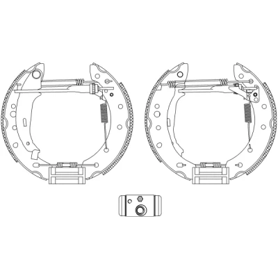 Kuva TEXTAR Shoe Kit Pro 84061801 Jarrukenkäsarja, Rumpujarru Pyörän jarrun sylinterillä, Säätöelementillä PEUGEOT: 206 Hatchback
