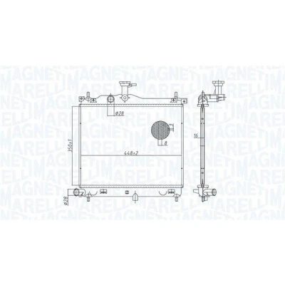 Kuva MAGNETI MARELLI 350213182900 Jäähdytin 350mm 448mm 16mm Jäähdytysrivat juotetut HYUNDAI: i10 I (PA) 1.1, 1.2, 1.1 LPG, CRDi, 1.2 LPG 2007 2013