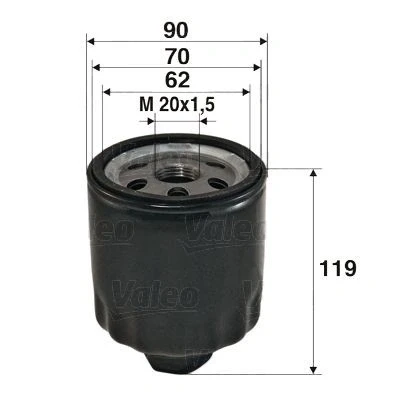 Kuva VALEO 586020 Öljynsuodatin M20x1.5 Ruuvattava suodatin RENAULT: CLIO 1