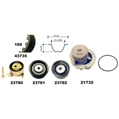 Kuva MAPCO 41735/1 Vesipumppu + Jakohihnasarja 20mm OPEL: Vectra B Sedan, Farmari