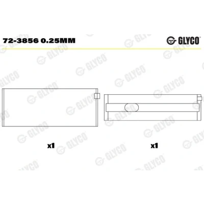 Kuva GLYCO 72 3856 0.25mm Kampiakselin Laakeri MERCEDES BENZ: C sarja Sedan, E Sprinter 3.5 T Van