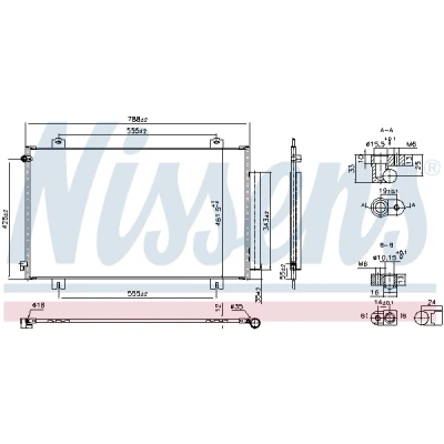 Kuva NISSENS 940925 Ilmastoinnin Lauhdutin Vedenerottimella Alumiini 788 R 134a, 1234yf