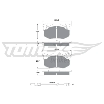 Kuva TOMEX brakes TX 10 512 Jarrupalat Etuakseli Sis. kulumisenilmaisimen Tarvikkeilla RENAULT: TWINGO 1