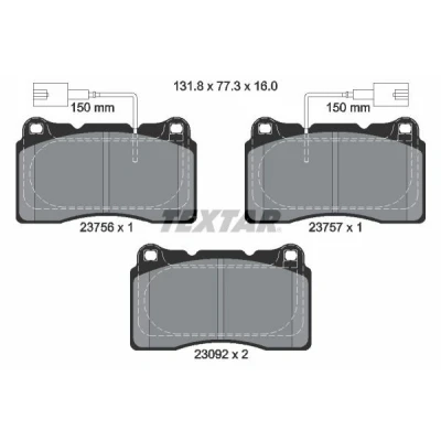 Kuva TEXTAR 2375603 Jarrupalat kulumisvaroitinkoskettimella ALFA ROMEO: Giulietta Hatchback, Van