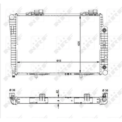 Kuva NRF 51281 Jäähdytin Alumiini 615 425 42 asennusosilla Jäähdytysrivat juotetut MERCEDES BENZ: E sarja Sedan, C T modell