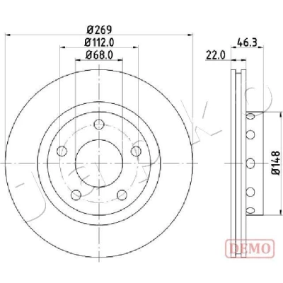 Kuva JAPKO Jarrulevy AUDI: A6 C5 Avant, Sedan, C4 Avant 269mm 22mm 5 Tuuletettu 610913C Jarrulevyt