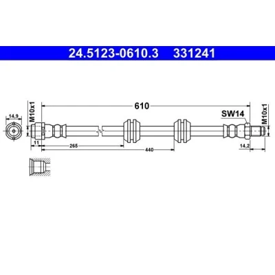 Kuva ATE 24.5123 0610.3 Jarruletku 610 M10x1 MERCEDES BENZ: ML sarja, GL