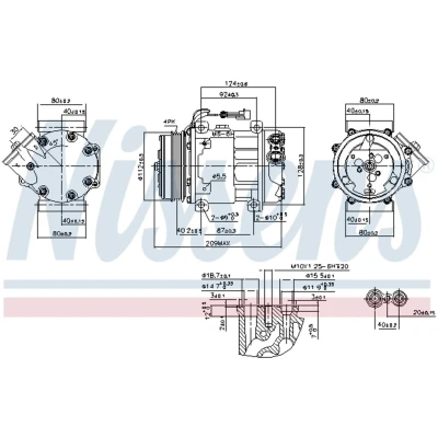 Kuva NISSENS 89347 Ilmastoinnin Kompressori SD7V16 12 PAG 46 R 134a FIAT: Ducato III Bussi, Van, II Flatbed Kuorma auto/Alusta