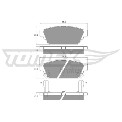 Kuva TOMEX brakes TX 11 55 Jarrupalat Taka akseli akustisella kulumavaroittimella MITSUBISHI: Carisma Sedan, Lancer 6 Limousine, Hatchback