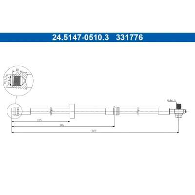 Kuva ATE 24.5147 0510.3 Jarruletku 523mm M10x1mm AUDI: A2