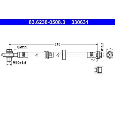 Kuva ATE 83.6238 0508.3 Jarruletku 505 M10x1 AUDI: A2