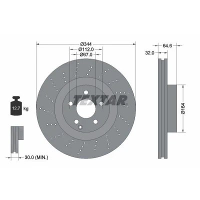 Kuva TEXTAR PRO+ 92224605 Jarrulevyt MERCEDES BENZ: E sarja T modell, Sedan, Coupe