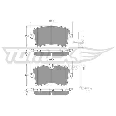 Kuva TOMEX brakes TX 16 81 Jarrupalat Taka akseli Sis. kulumisenilmaisimen AUDI: A8 D4
