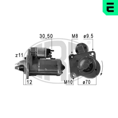 Kuva ERA 220715 Starttimoottori 12V 2,2kW 11 30 50 70mm FORD: Focus 2, S Max Mk1, MONDEO 4