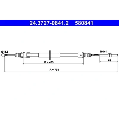Kuva ATE 24.3727 0841.2 Käsijarruvaijeri 794 PEUGEOT: 607 Sedan