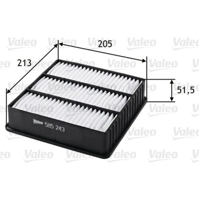 Kuva VALEO 585243 Ilmansuodatin 52 214 205 Suodatinpanos MITSUBISHI: Outlander I SUV, GALANT 6, Lancer 7 Limousine
