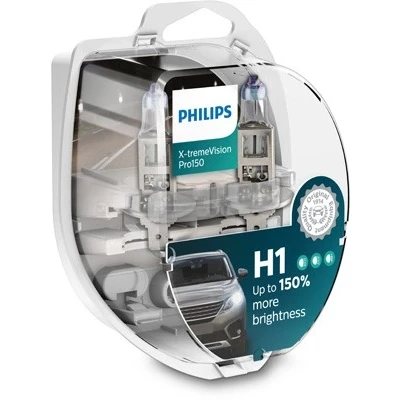 Kuva Halogeenilamppu PHILIPS X tremeVision Pro150 H1 P14,5s BMW, MASERATI, ROVER, HONDA, DACIA, LAND VOLVO, SUBARU, SSANGYONG, ALPINA, IVECO, SAAB