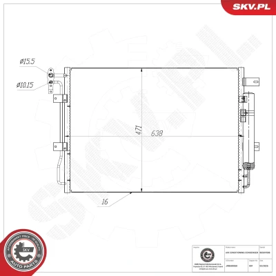 Kuva ESEN SKV 86SKV506 Ilmastoinnin Lauhdutin Vedenerottimella Alumiini 638mm