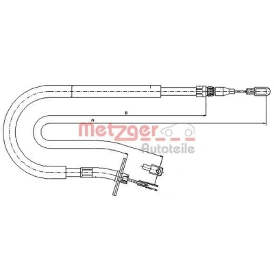 Kuva METZGER 10.9875 Käsijarruvaijeri Taakse, vasen 1525/1350 Levyjarru COFLE MERCEDES BENZ: Sprinter 3 T Van, Bussi