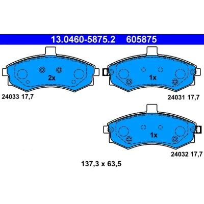 Kuva ATE 13.0460 5875.2 Jarrupalat akustisella kulumavaroittimella KIA: Cerato Sedan, HYUNDAI: Elantra III Hatchback, Sedan
