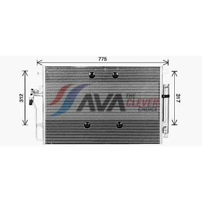 Kuva AVA COOLING SYSTEMS MS5724D Ilmastoinnin Lauhdutin Vedenerottimella Alumiini 715, 677mm R134a, R1234yf MERCEDES BENZ: Sprinter 5 T Van