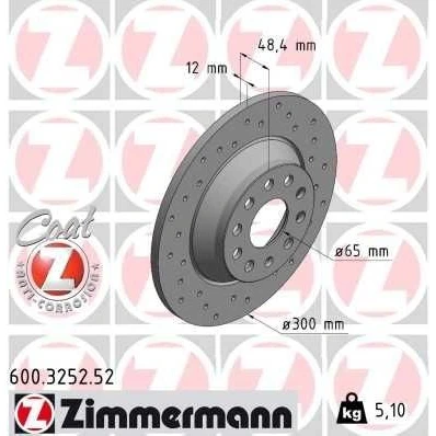 Kuva ZIMMERMANN 600.3252.52 Jarrulevyt 300 12 9/5 5 112 täysi, reijitetty pinnoitettu VOLKSWAGEN: Passat B8 Variant, Golf 7, 7 Variant