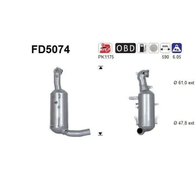 Kuva AS FD5074 Hiukkassuodatin Euro 5 Kordieriitti