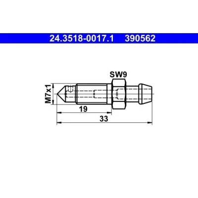 Kuva ATE 24.3518 0017.1 Ilmaruuvi TOYOTA: Land Cruiser 60, BMW: 1 Hatchback, MAZDA: 6 Sedan