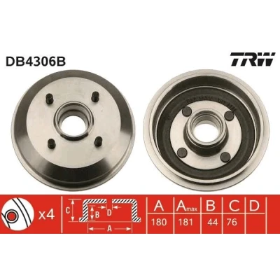 Kuva TRW DB4306B Jarrurumpu laakerilla, ilman ABS sensorirengasta FORD: FIESTA 3, 4, ESCORT 7