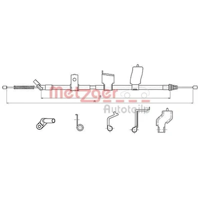 Kuva METZGER 17.0327 Käsijarruvaijeri Taakse, vasen 1833/1647mm COFLE NISSAN: Qashqai / Qashqai+2 I