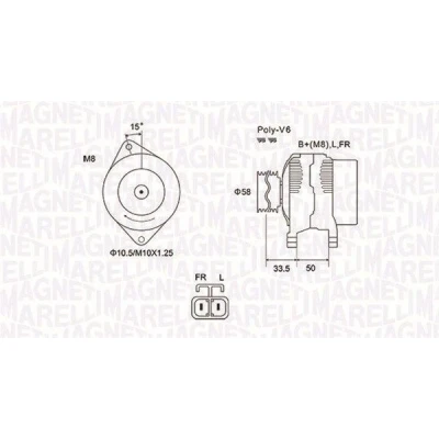 Kuva MAGNETI MARELLI 063732020010 Laturi 12V 90A KIA: cee‘d I Farmari, HYUNDAI: i20 Hatchback