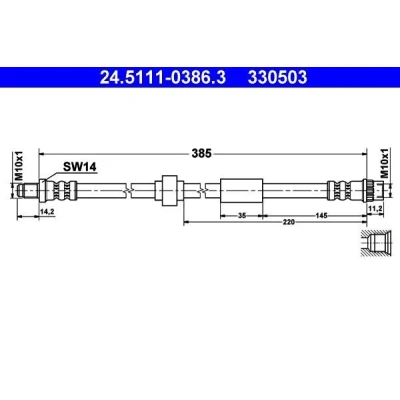 Kuva ATE 24.5111 0386.3 Jarruletku 385 M10x1 RENAULT: TRAFIC 2 Kasten, OPEL: Vivaro A Van