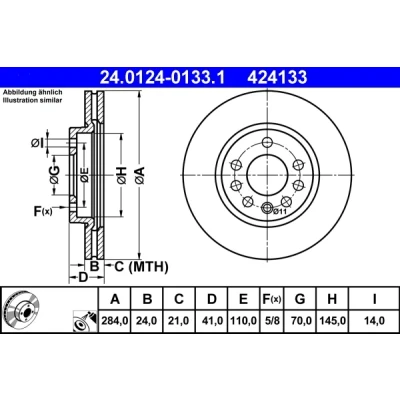 Kuva ATE 24.0124 0133.1 Jarrulevyt 284,0 24,0 5 110,0 Tuuletettu pinnoitettu Seostettu / hiilletty SAAB: 900 II Cabriolet, Hatchback